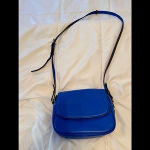 J Crew bright royal blue leather cross body  bag.